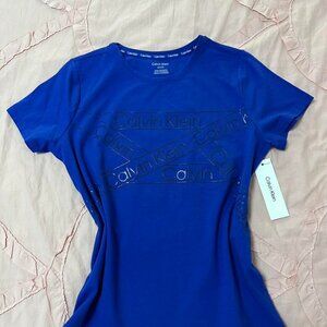 Royal blue Calvin Klein unique logo tee.